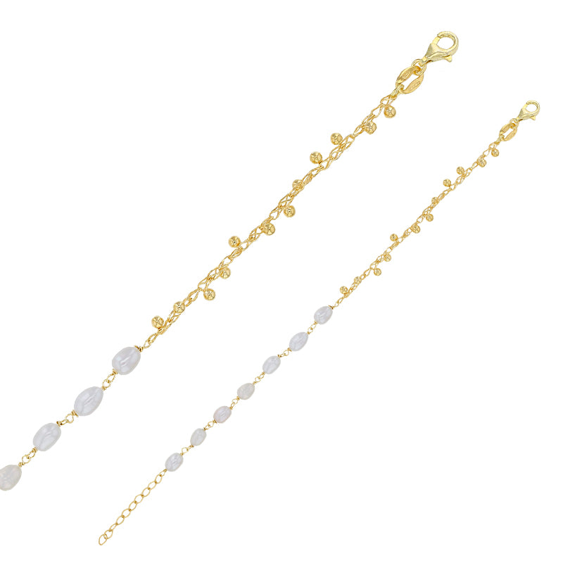 Armband Süsswasserperlen 925 Silber vergoldet