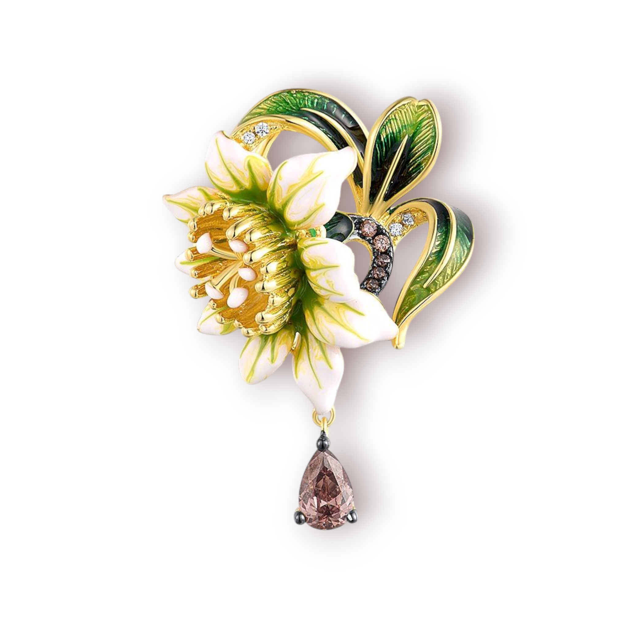 Charm Emaille Zirkonia 925 Silber vergoldet
