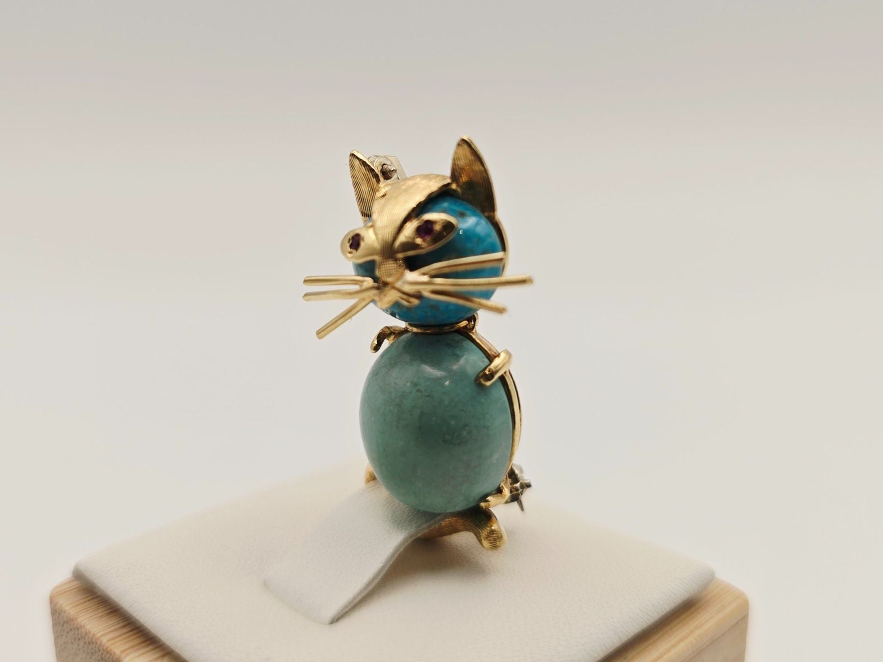 Gold Anhänger Brosche 750 Gold 18 KT Türkis Handarbeit