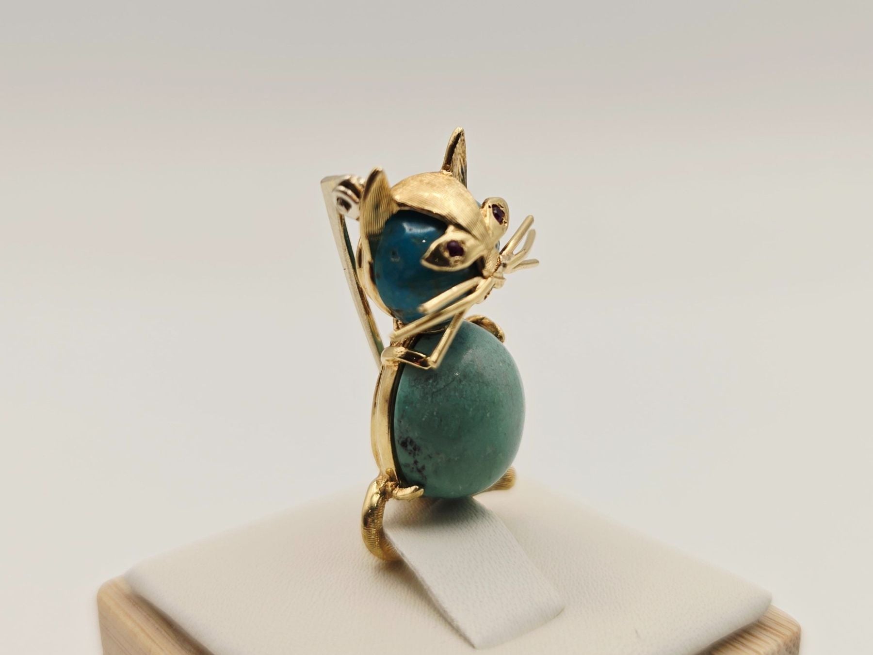 Gold Anhänger Brosche 750 Gold 18 KT Türkis Handarbeit