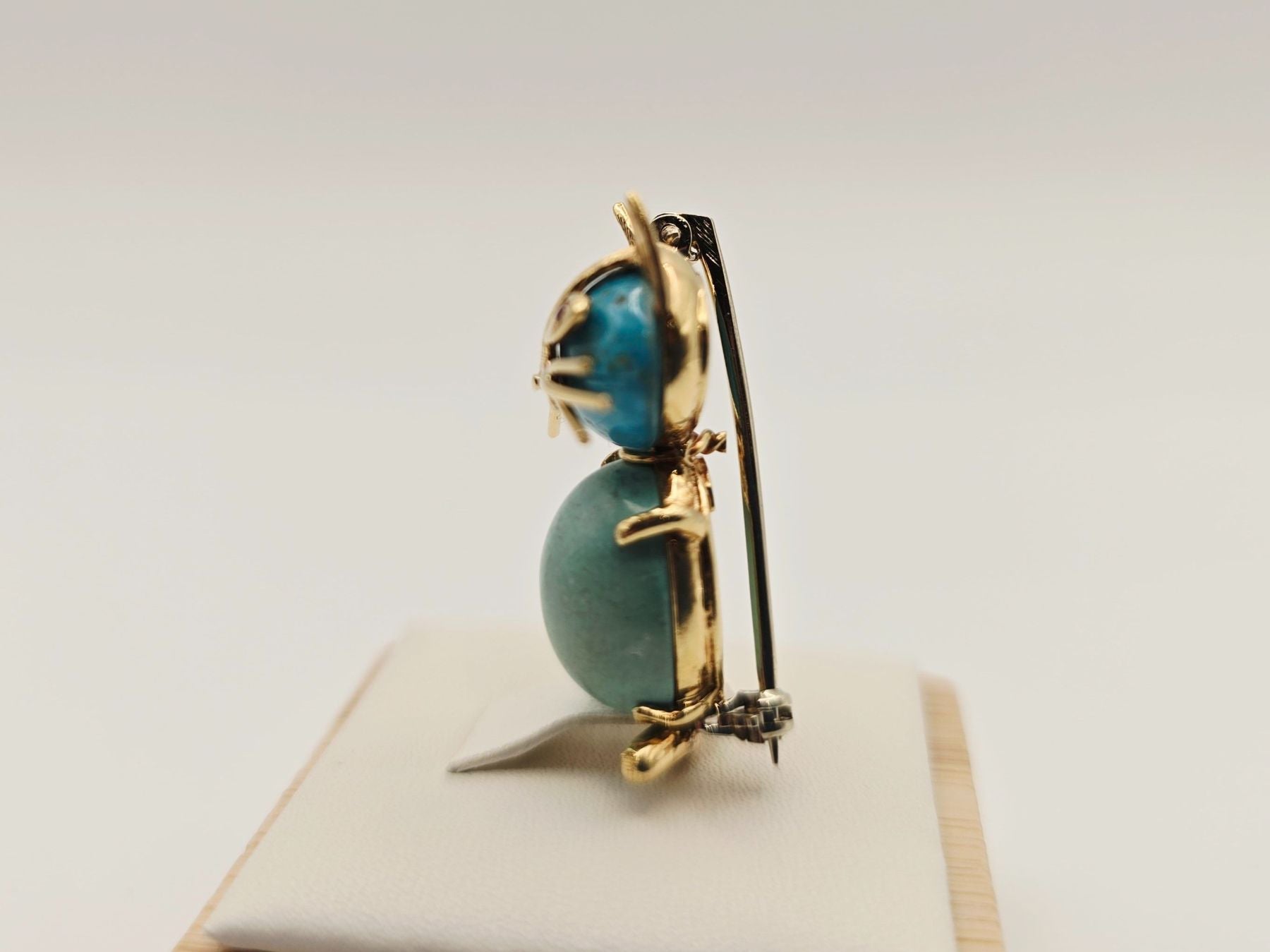 Gold Anhänger Brosche 750 Gold 18 KT Türkis Handarbeit