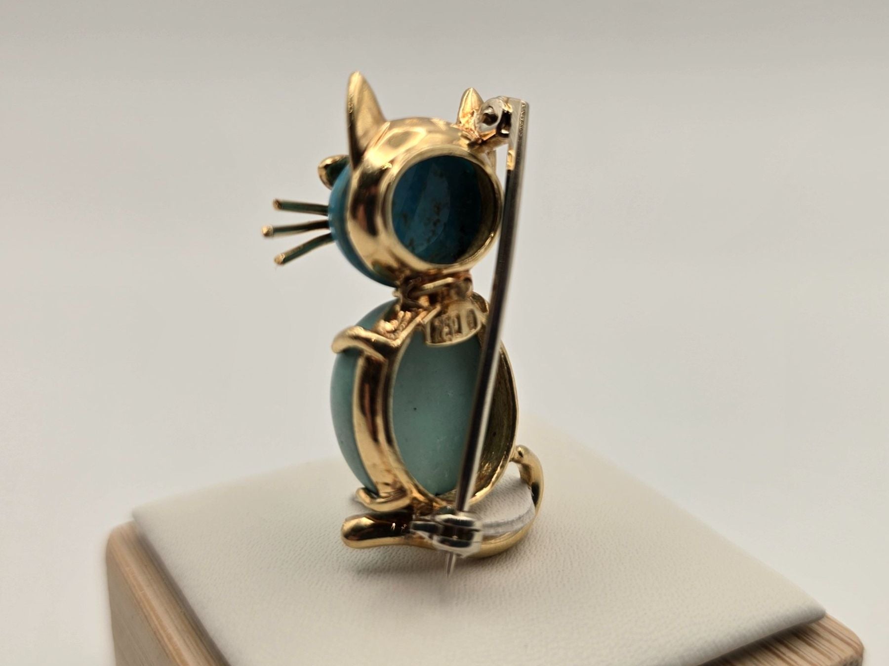 Gold Anhänger Brosche 750 Gold 18 KT Türkis Handarbeit