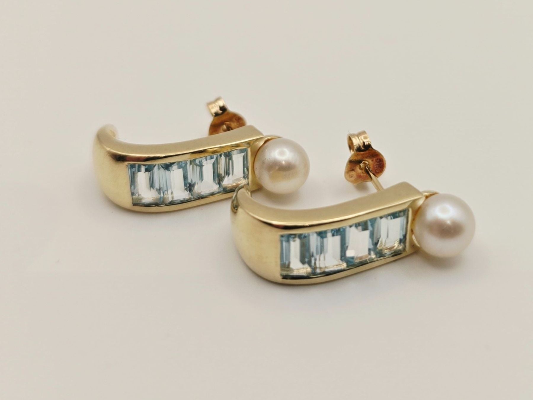 Gold Ohrringe 14 KT Topas Perlen 585 Gold