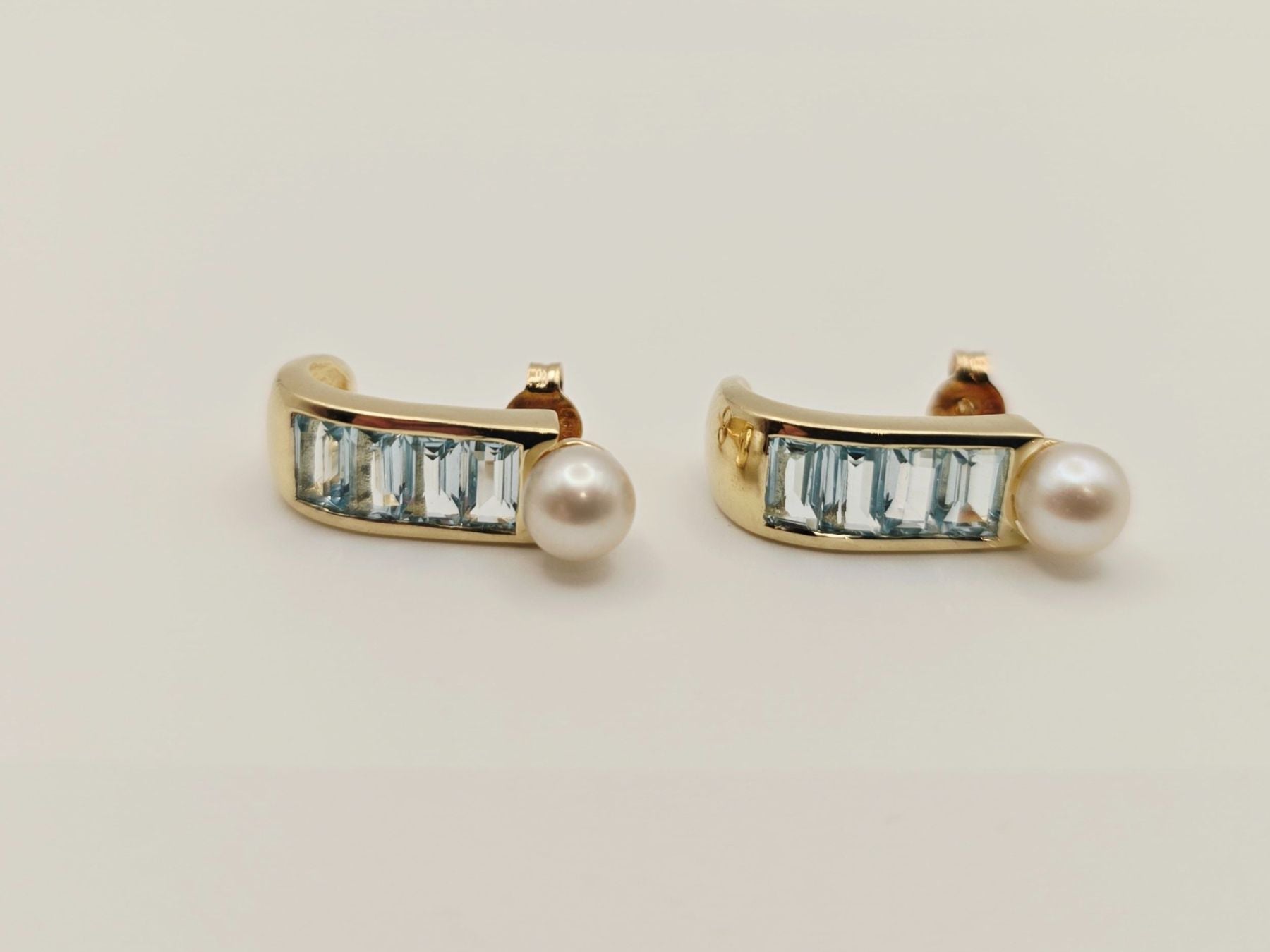 Gold Ohrringe 14 KT Topas Perlen 585 Gold