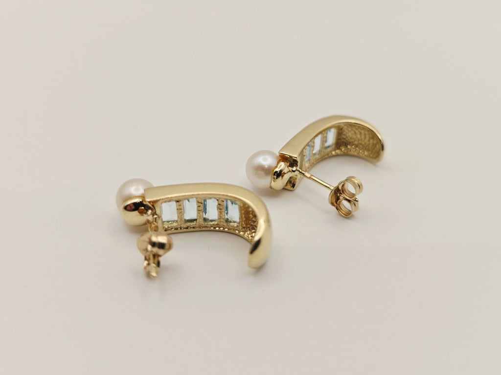 Gold Ohrringe 14 KT Topas Perlen 585 Gold