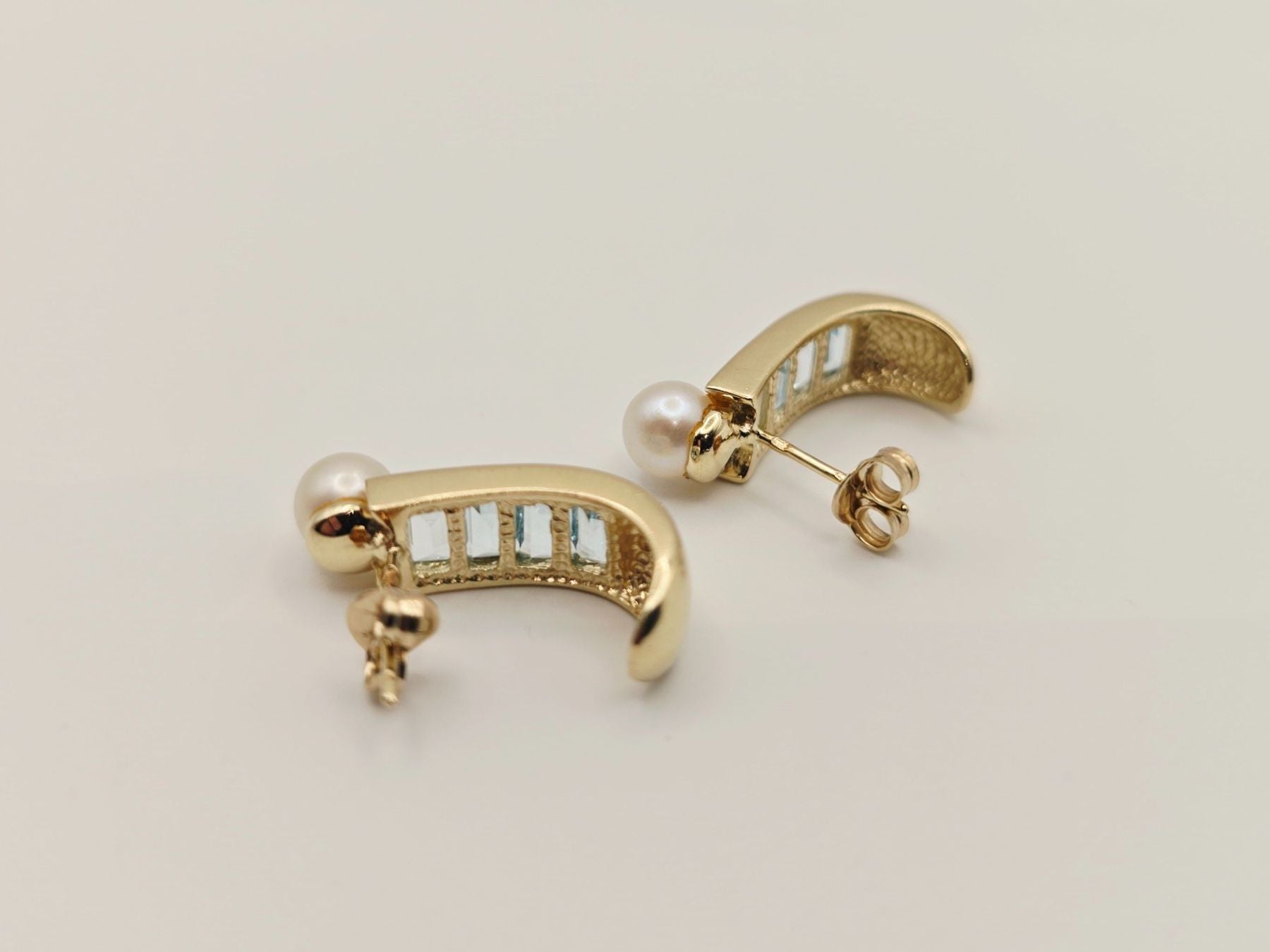 Gold Ohrringe 14 KT Topas Perlen 585 Gold
