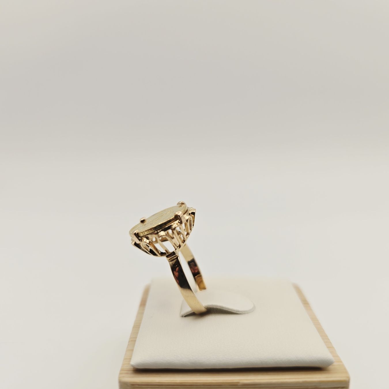 Gold Ring 585 Gold 14KT mit 2 Pesos 900 Gold Mexico Gr 51