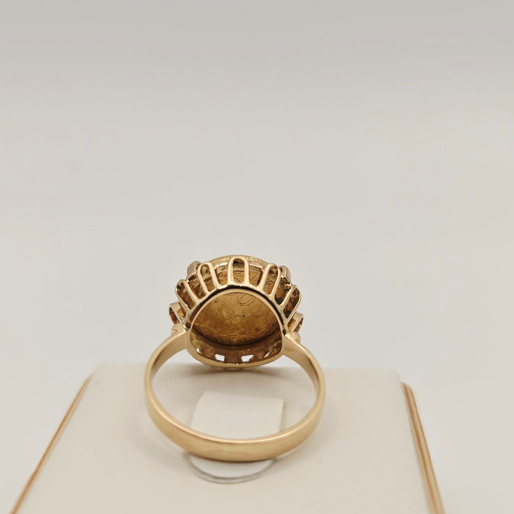 Gold Ring 585 Gold 14KT mit 2 Pesos 900 Gold Mexico Gr 51