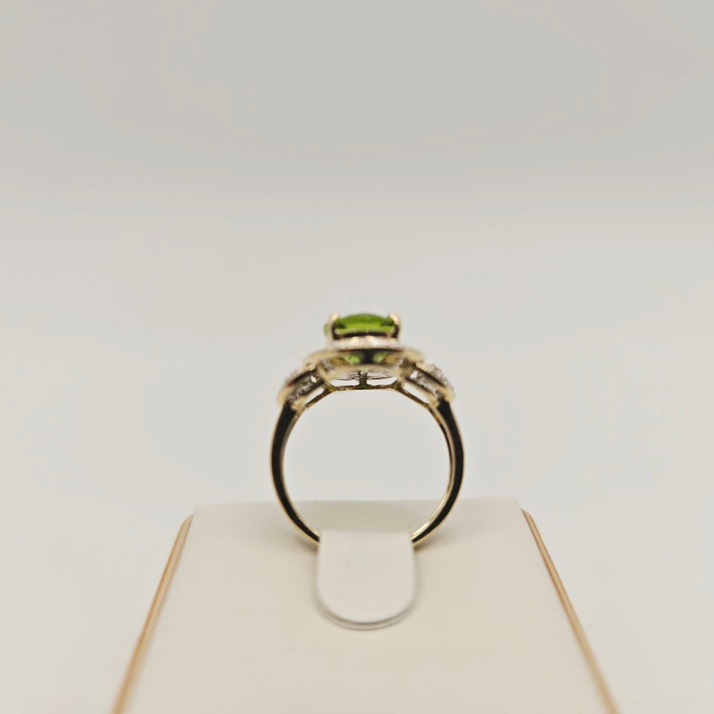 Gold Ring 585 Gold Peridot 22 Brillanten 14 KT Gr 50