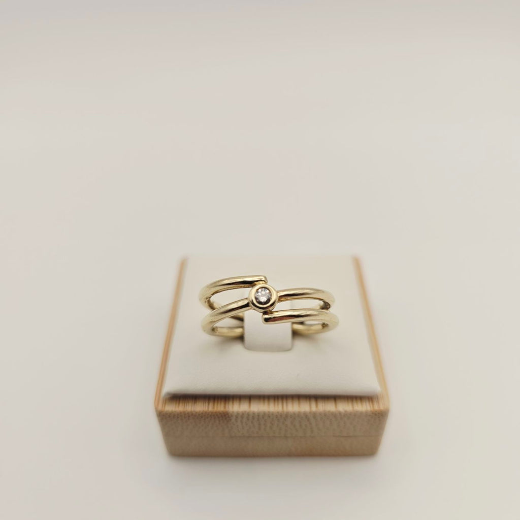 Gold Ring Brillant 14KT 585 Gold 0.05 ct Gr 55