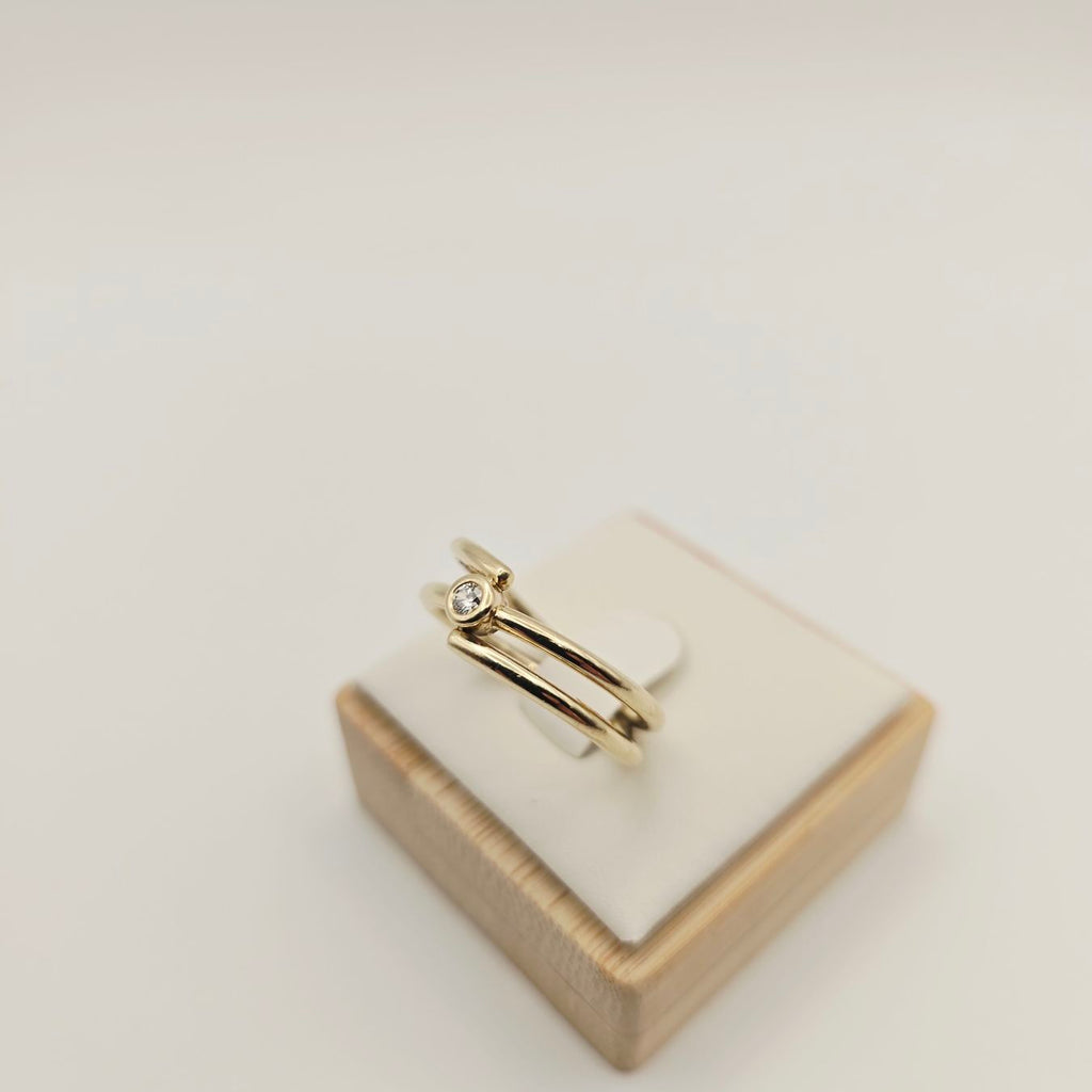 Gold Ring Brillant 14KT 585 Gold 0.05 ct Gr 55