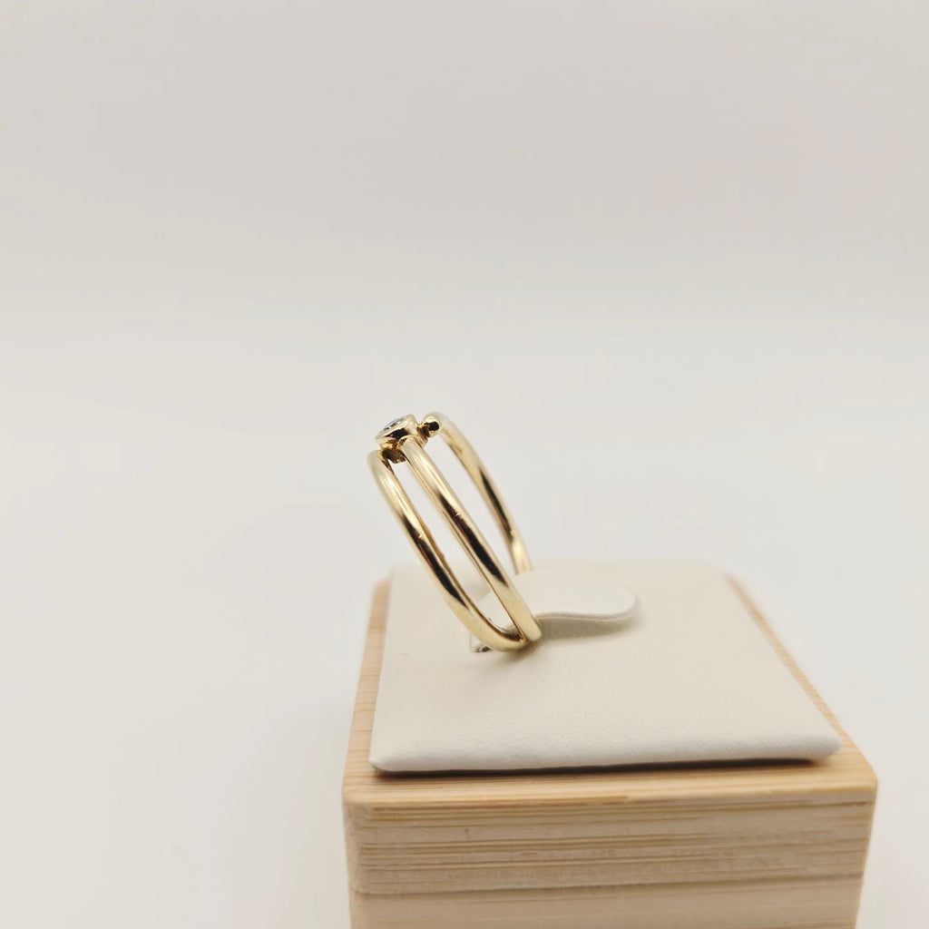 Gold Ring Brillant 14KT 585 Gold 0.05 ct Gr 55