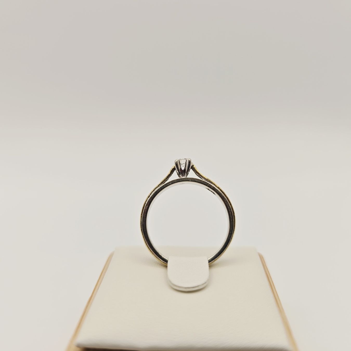 Gold Ring Brillant 14KT Bicolor 585 Gold 0.10 ct Gr 55