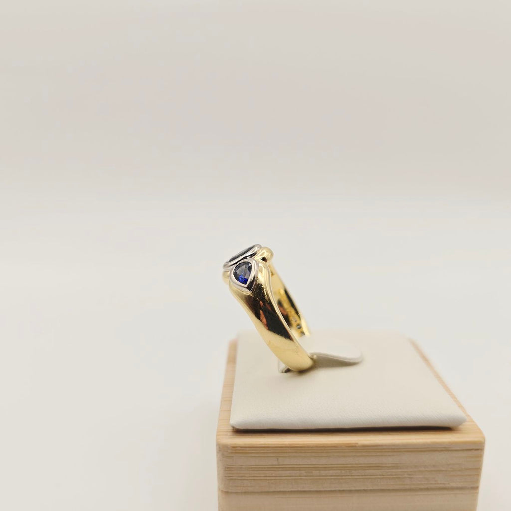 Gold Ring Saphire Brillanten 18KT 750 Gold Gr 55
