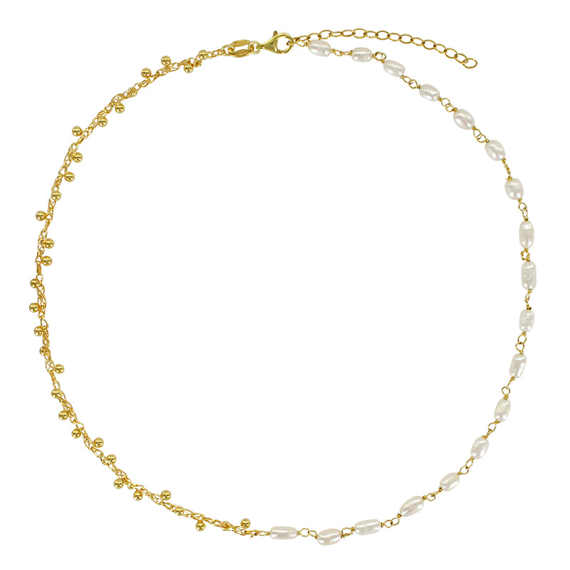 Collier Süsswasserperlen 925 Silber vergoldet