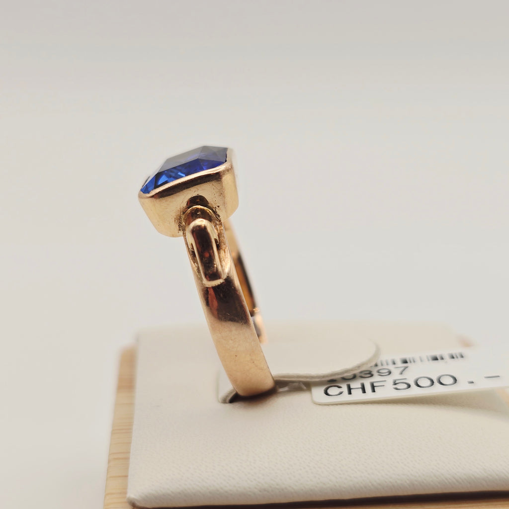 Gold Ring 14 kt Blauer Spinell 585 Gold Gr 55