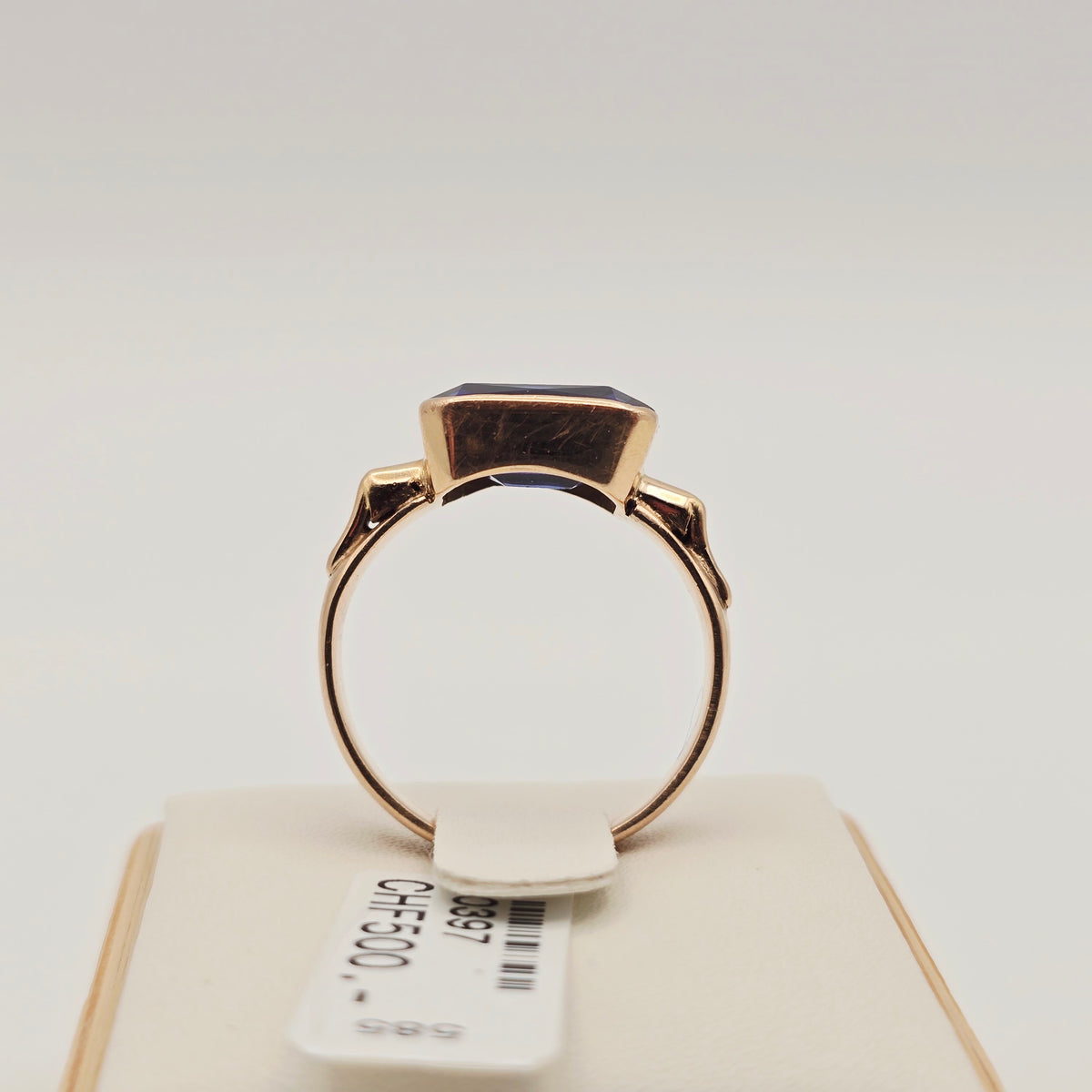 Gold Ring 14 kt Blauer Spinell 585 Gold Gr 55