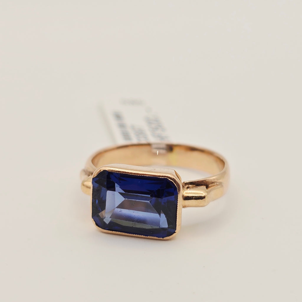 Gold Ring 14 kt Blauer Spinell 585 Gold Gr 55